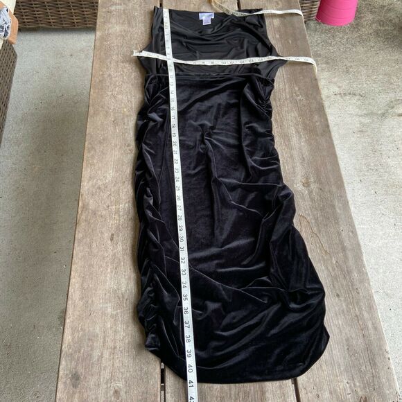 Motherhood Womens Dress Size Medium Maternity Black Velour Sheath Formal Elegant - Picture 5 of 9